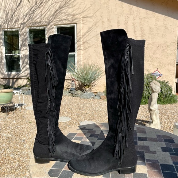 Marc Fisher Myndee Suede over the knee leather fringe Boot EUC - Picture 9 of 15